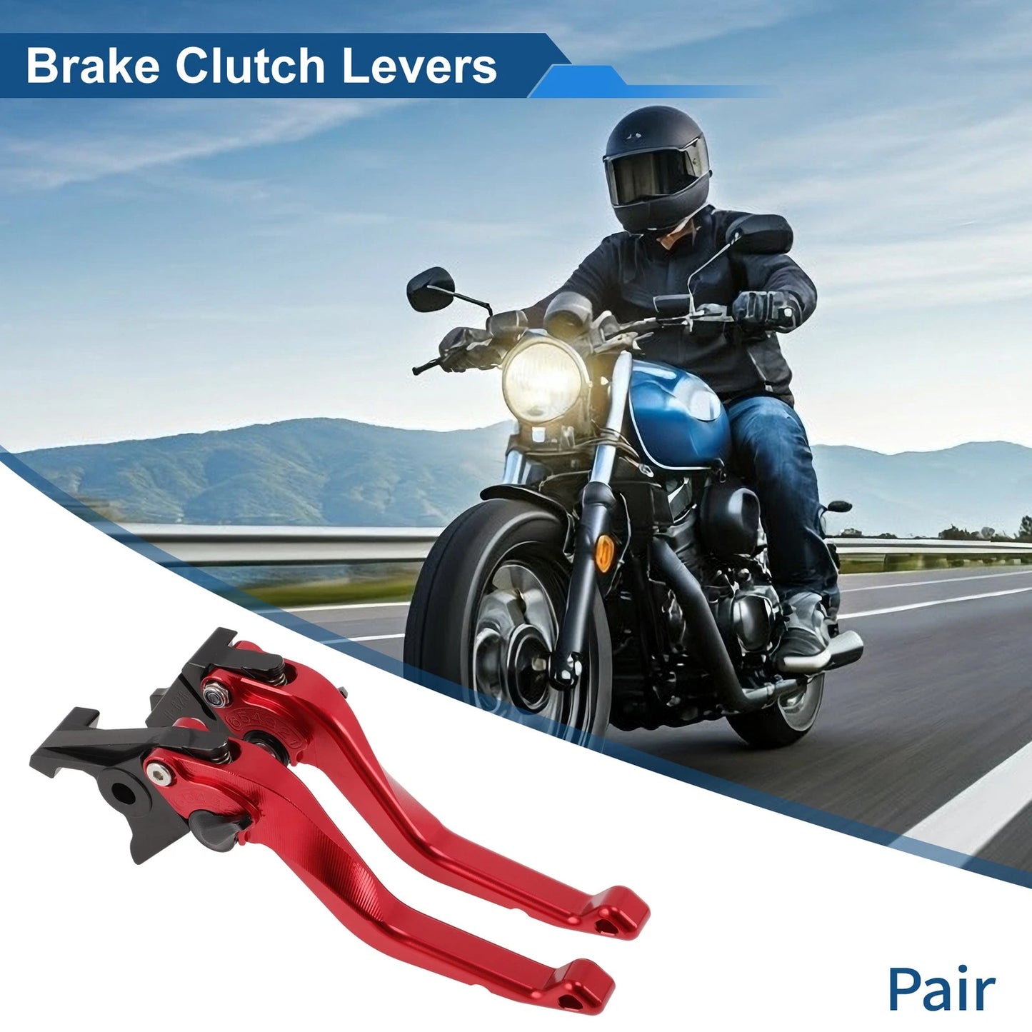 Adjustable Short Brake Clutch Levers for Honda CB750 (2023–2025) 1 Pair Red