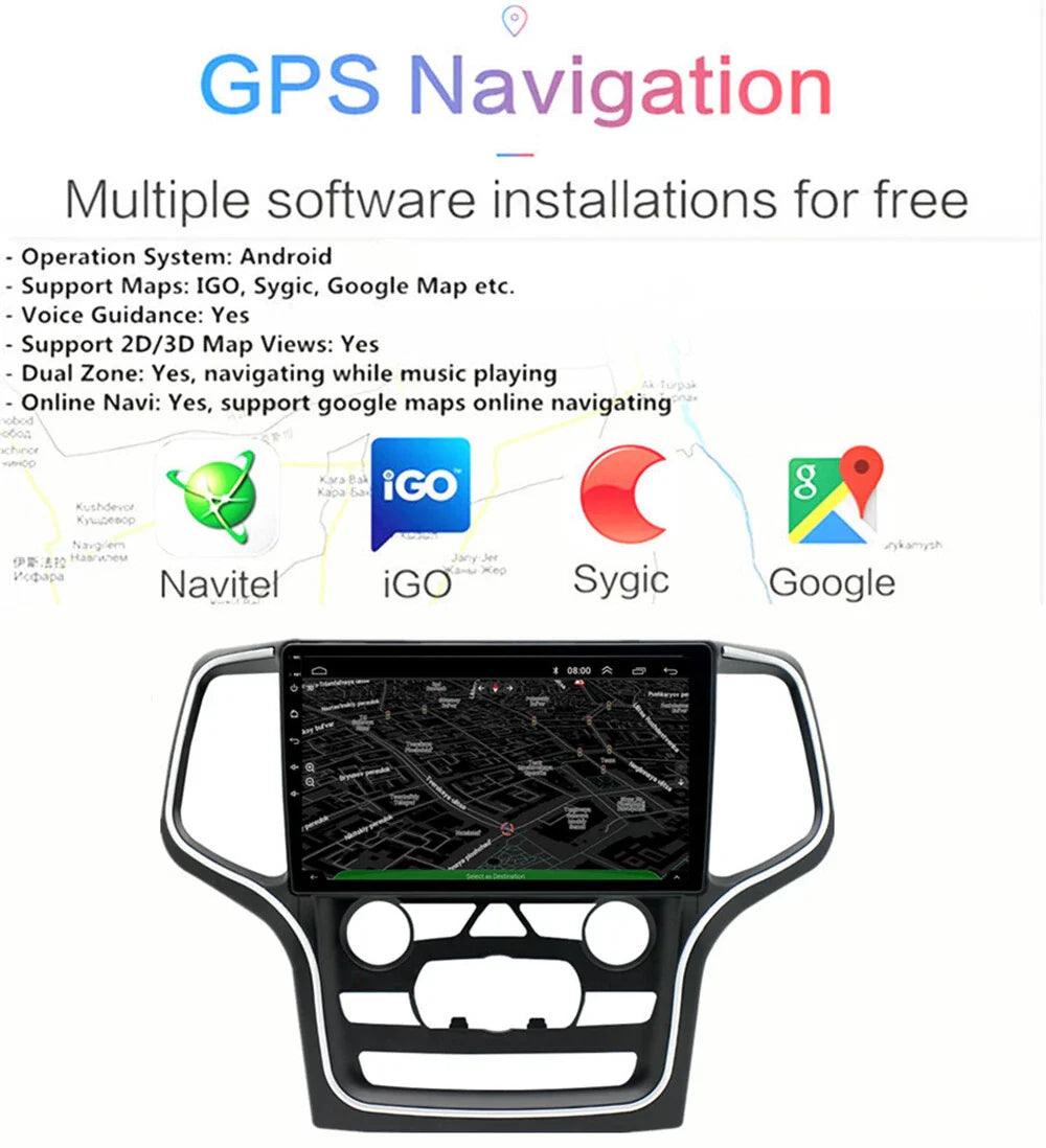 10.1" Android 12.0 GPS Head Unit for 2014-2022 Jeep Grand Cherokee (2014-2022)