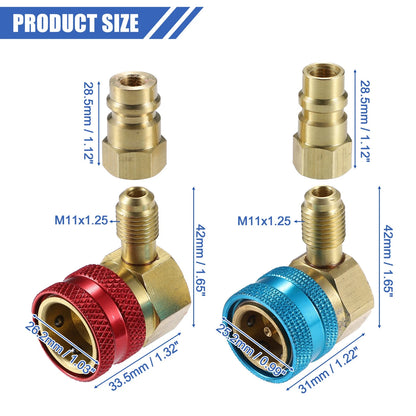 Set of 1 R1234YF 90 Degrees Quick Coupler Head Adapter for Car Air Conditioning