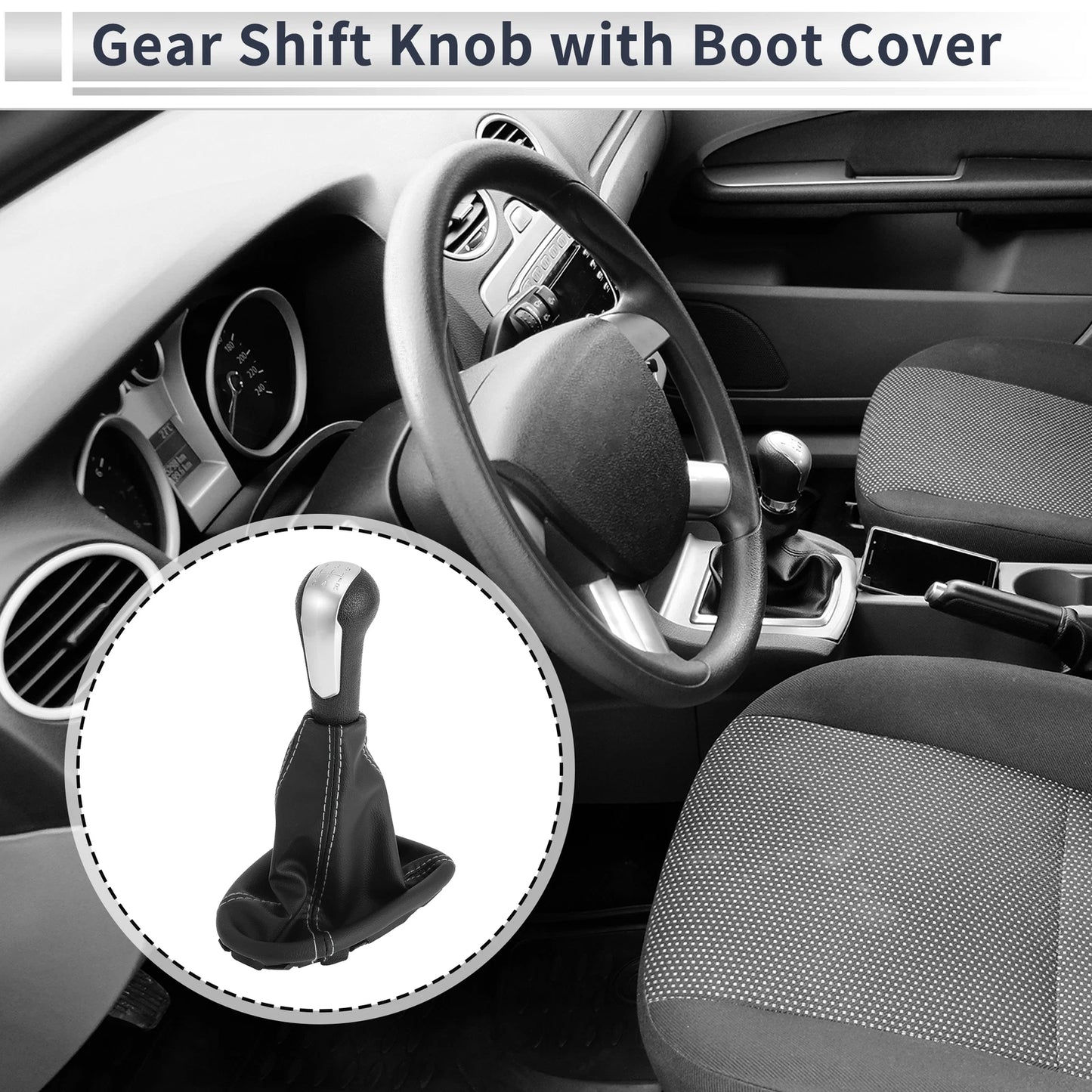 5 Speed Gear Shifter Knob with Cover for Chevrolet Spark (2011–2015) Faux Leather