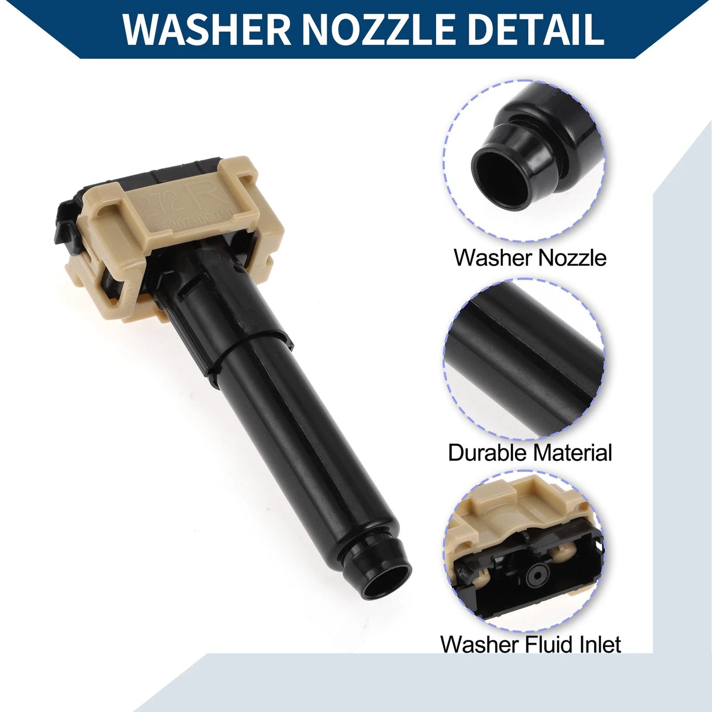 Front Passenger Headlight Washer Nozzle for Toyota Land Cruiser (2008–2021) No.852070G040