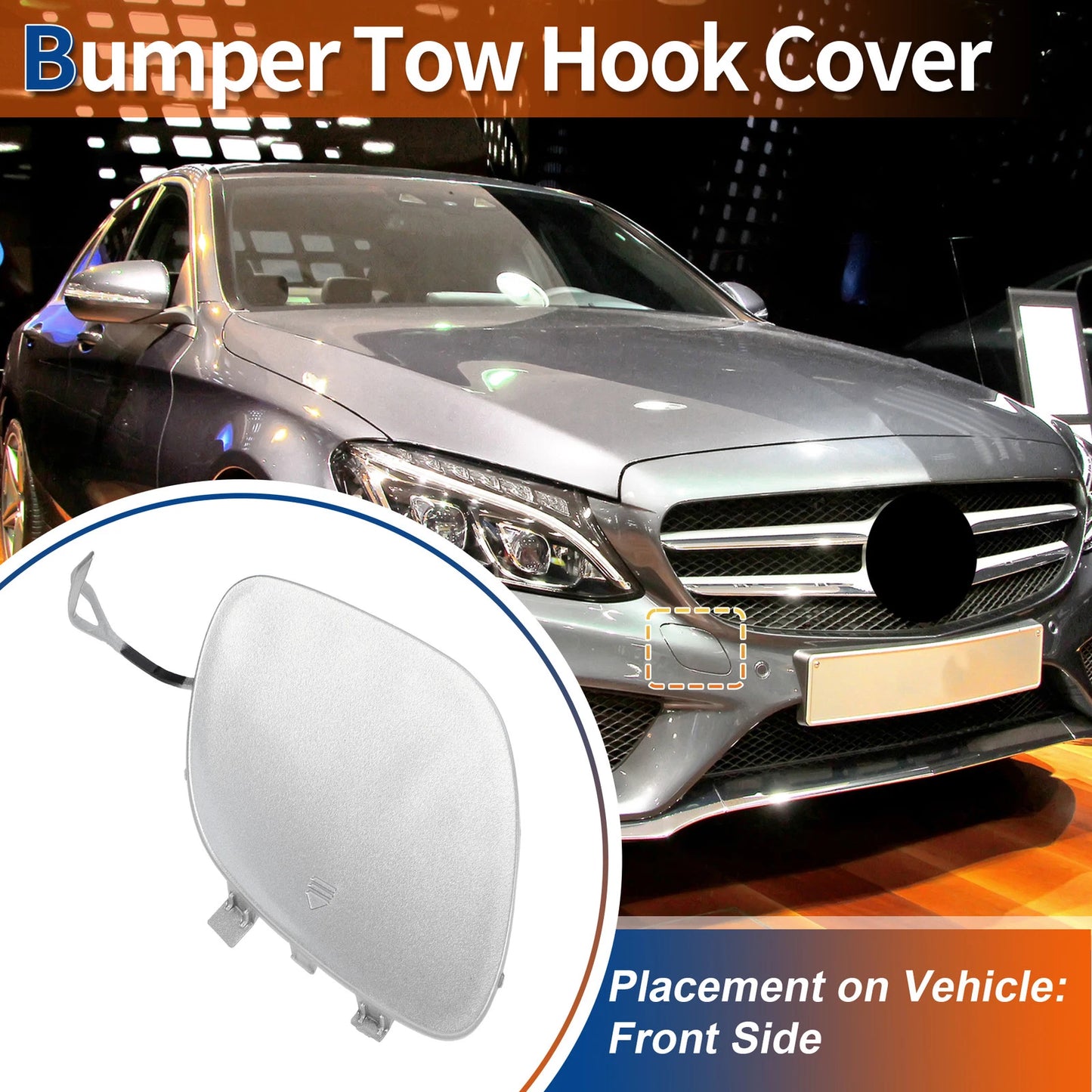 Tow Hook Cover for Mercedes-Benz C43 (2017–2020) No.A2058850024 Silver Tone