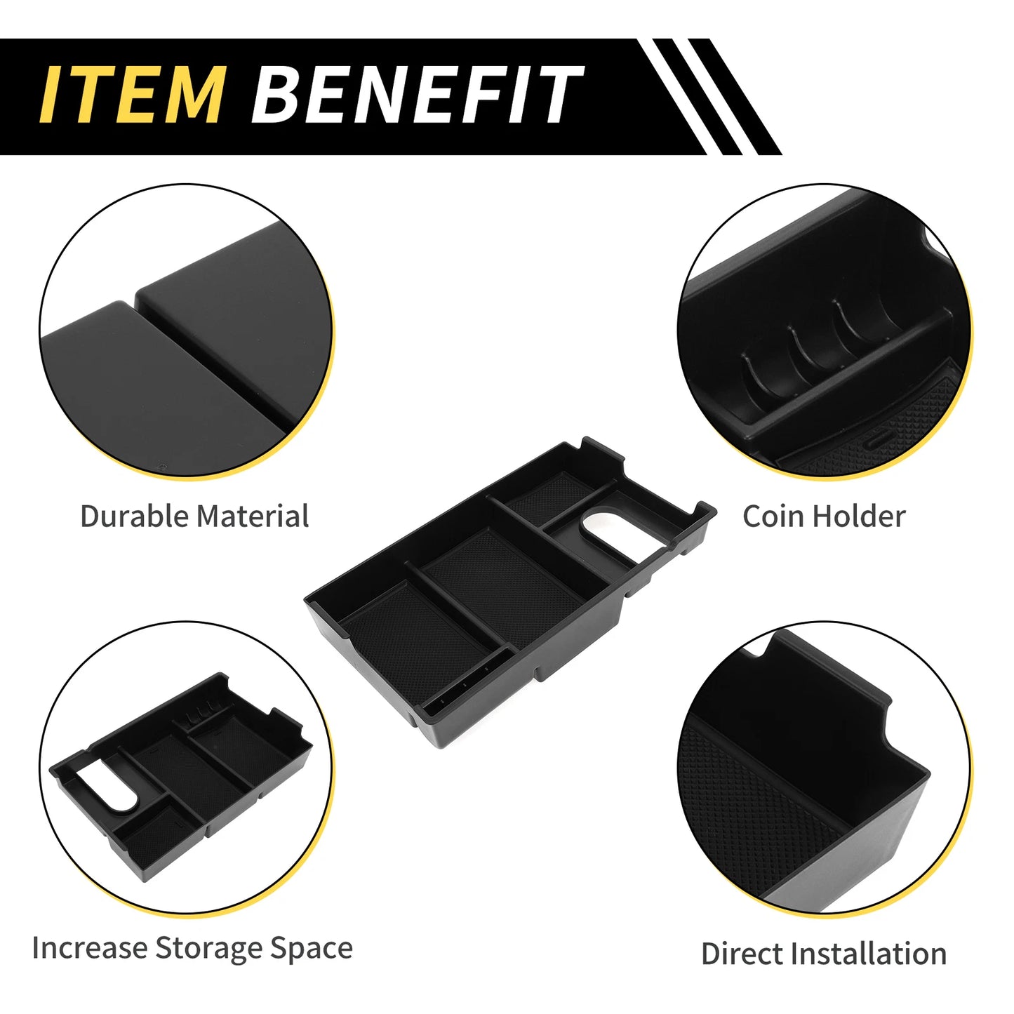 Center Console Organizer Insert Tray for Toyota Tundra (2007–2021) Black