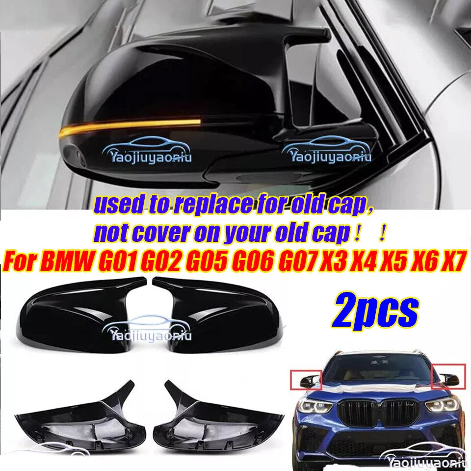 Gloss Black Side Mirror Cover for BMW G01–G07 X3 X4 X5 X6 X7 (2017–2024)