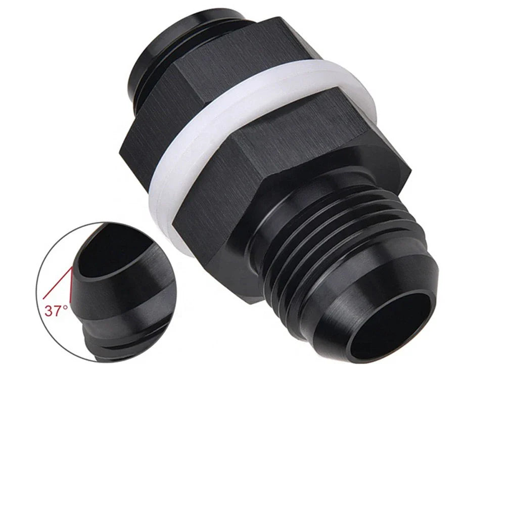Flare Fuel Cell Bulkhead Fitting w/ Washer for Car - Black (N/A)