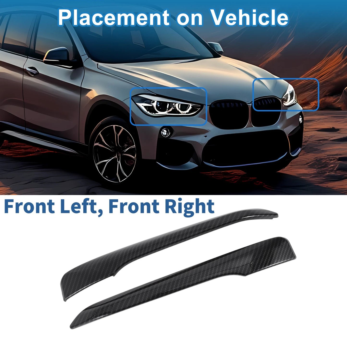 2Pcs Headlight Trim Bezel for BMW X1 F48 (2016–2019)
