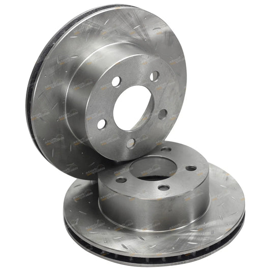 Front Drilled Slotted Rotors + Brake Pads for Jeep Wrangler TJ (1996 - 1999)