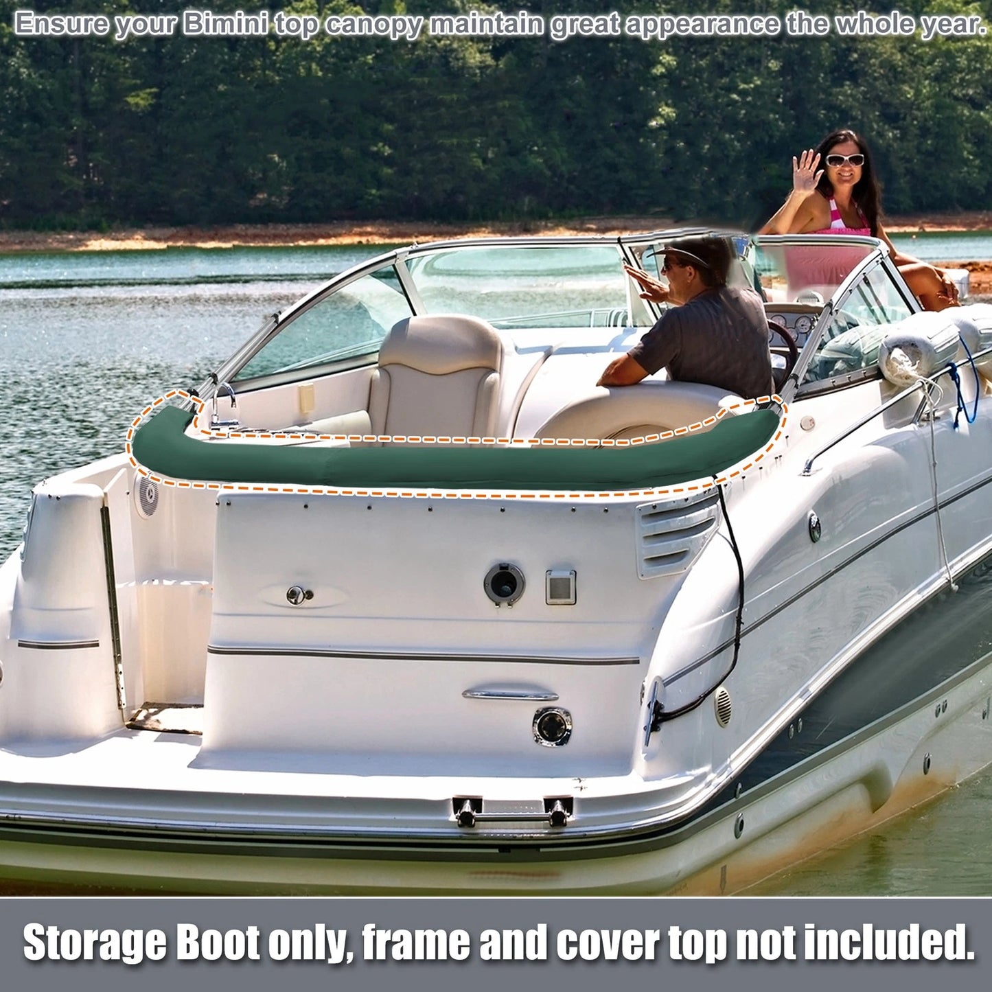 Bimini Top Storage Boot for Boat (97"-103" W) 600D Marine Grade Polyester