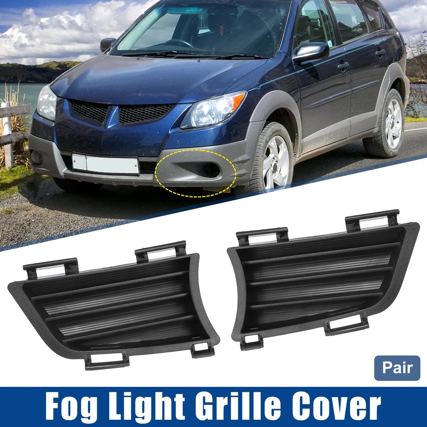 Set of 2 Fog Light Grille Cover Trims for Pontiac Vibe (2003–2010)