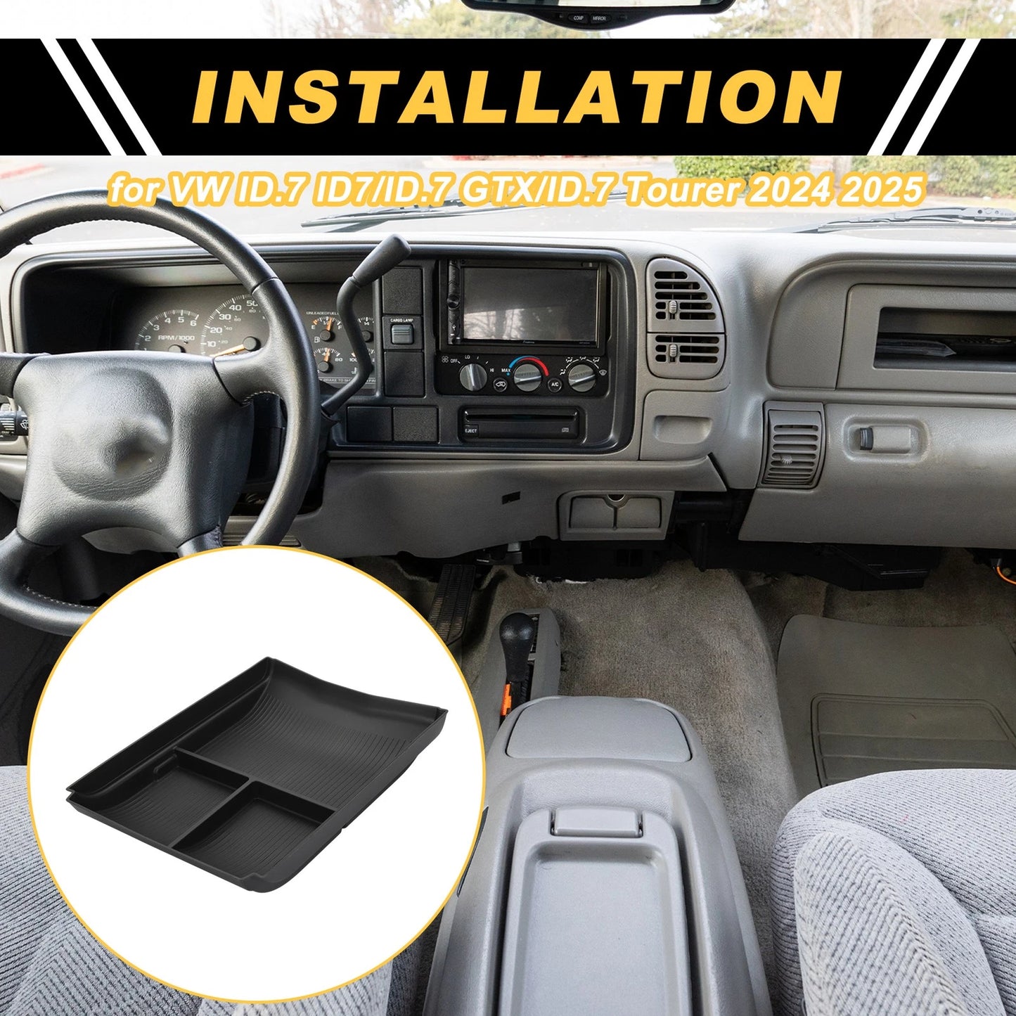 Center Console Armrest Organizer Tray for VW ID.7 (2024–2024) Black