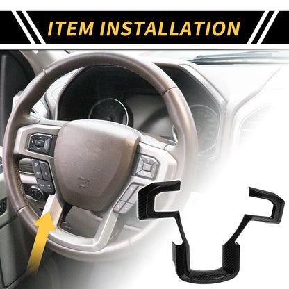 Steering Wheel Cover Trim for Ford F-150 (2015–2020) Carbon Fiber Black