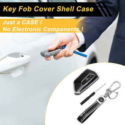 TPU Key Fob Shell Cover Case for VW Golf (2020–2023) - Black Silver Tone