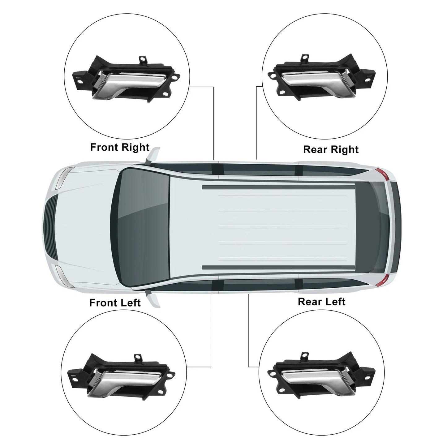 Black Front Rear Interior Door Handles for Chevrolet Captiva Sport (2012-2017) 2 x