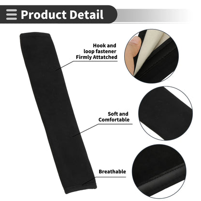 Set of 2 Black Suede Seat Belt Cover Pads for Universal Fit