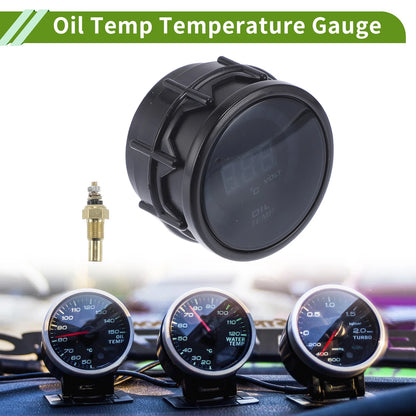 2" Oil Temp Gauge Meter Kit for Universal Vehicles (Digital, Blue LED)