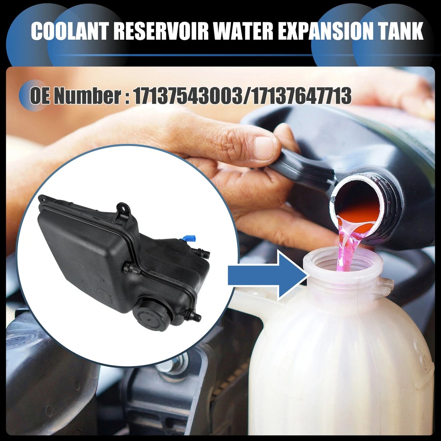 1 x Coolant Expansion Overflow Tank with Cap for BMW 760i
