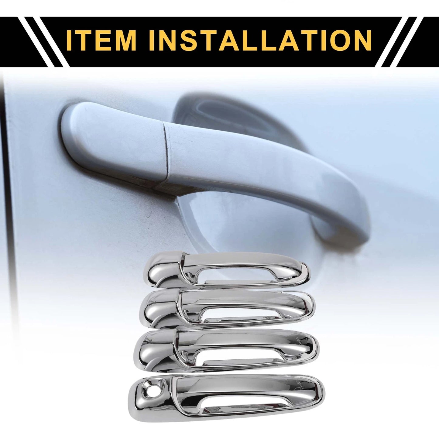 Set of 4 Car Door Handle Protectors for Dodge Ram 1500 (2002–2008) Silver Tone