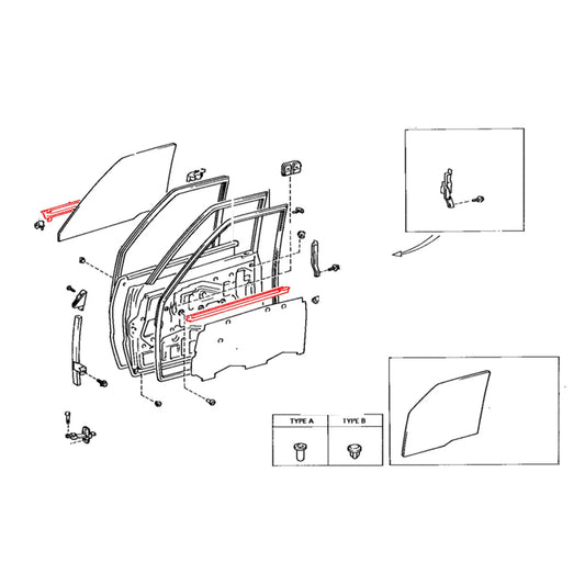 Front Door Belt Moulding for Toyota Hilux 1979-1983