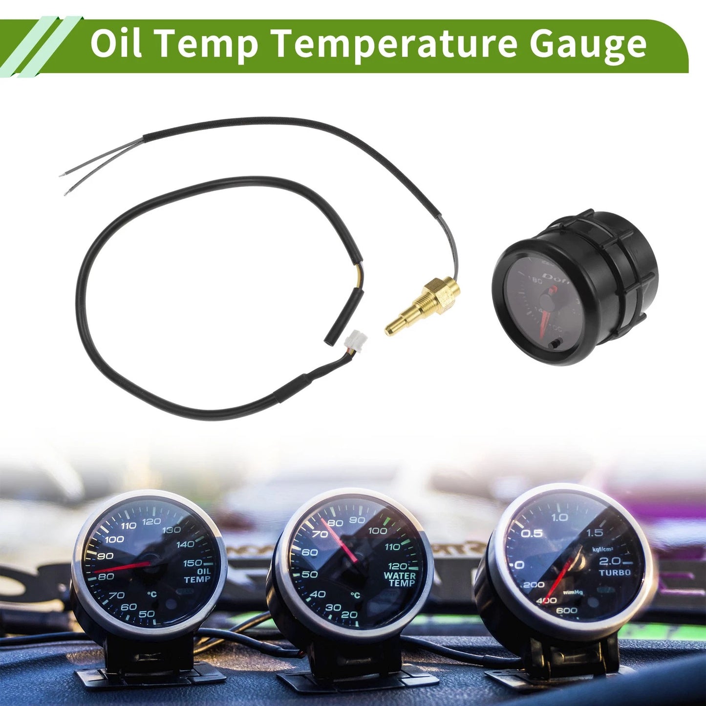 52mm Oil Temperature Gauge Kit 100-300°F for Universal Applications