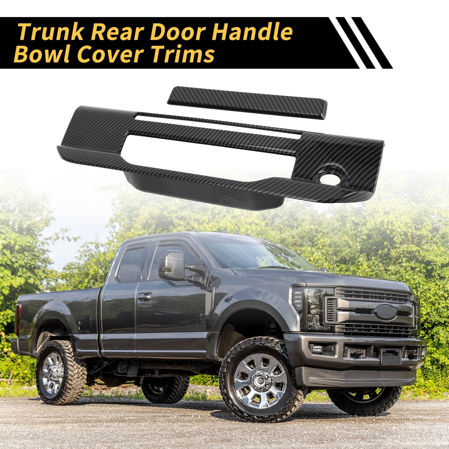 Set of 2 Carbon Fiber Pattern Trunk Door Handle Bowl Covers for Ford Ranger (2023–2024)
