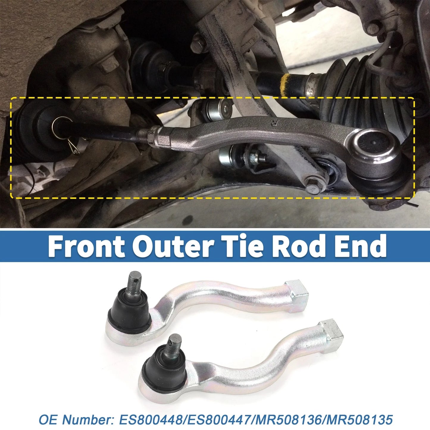 2pcs Front Outer Tie Rod Ends for Mitsubishi Montero (2001–2006) No. ES800448