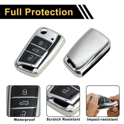 TPU Car Key Case for VW Golf, Polo 2G, 6R, 6C (3 Buttons)