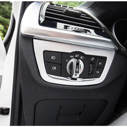 Chrome Inner Headlight Switch Frame Bezel Cover Trim for BMW X3 (2018-2023)