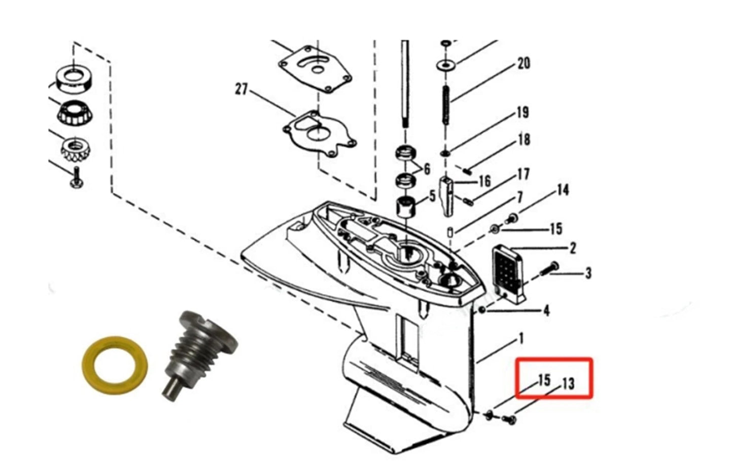 Set of 2 Magnetic Outdrive Drain Plugs & Gaskets for MerCruiser