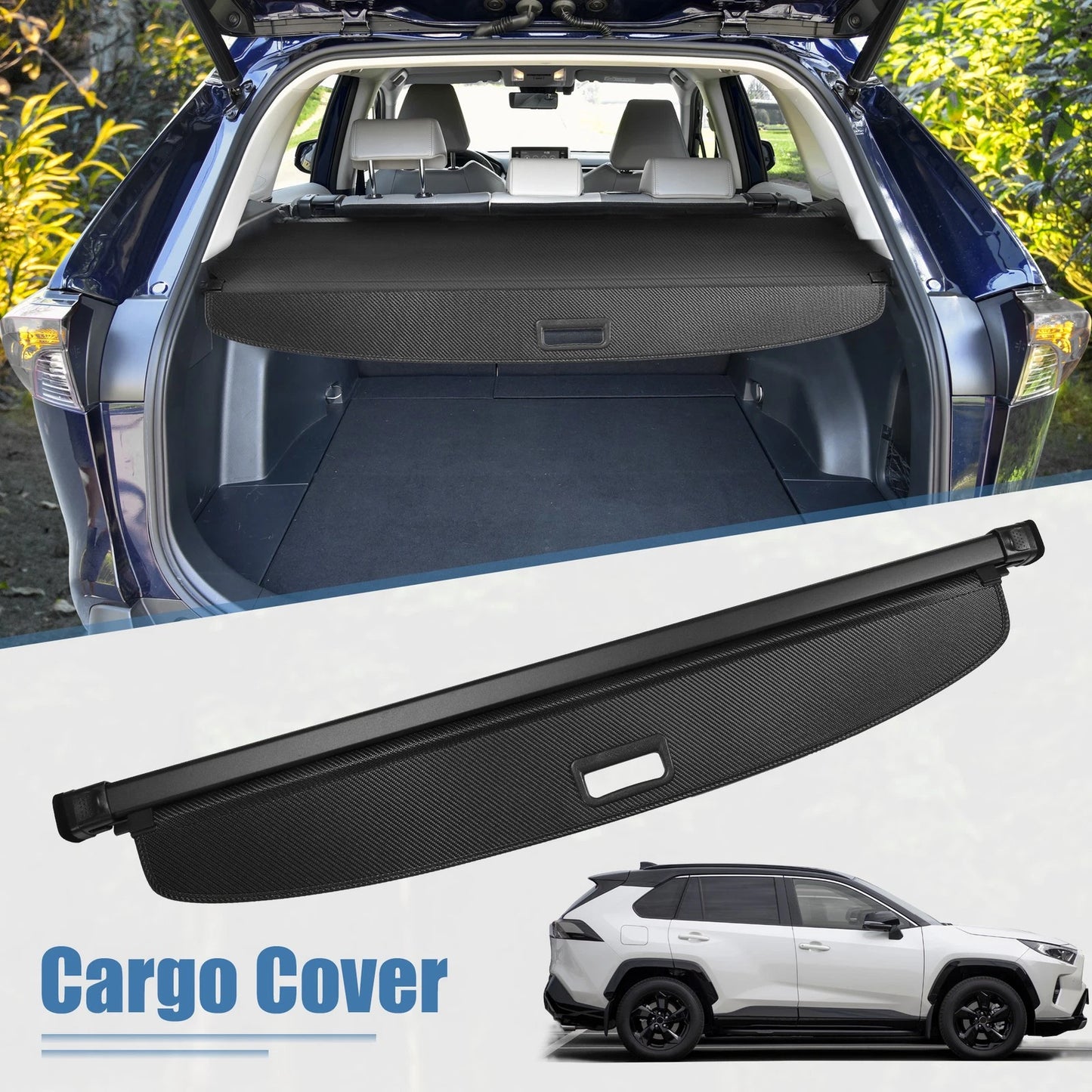 Retractable Cargo Cover for Toyota RAV4 (2019–2023) Black Trunk Shield
