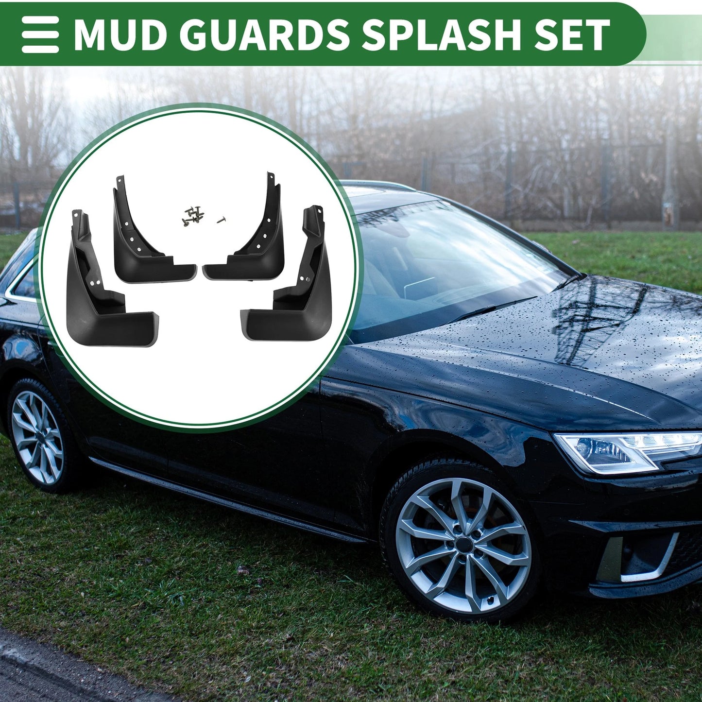 Set of 4 Mud Flaps Splash Guards for Audi A4 (Sedan) (2017–2018)