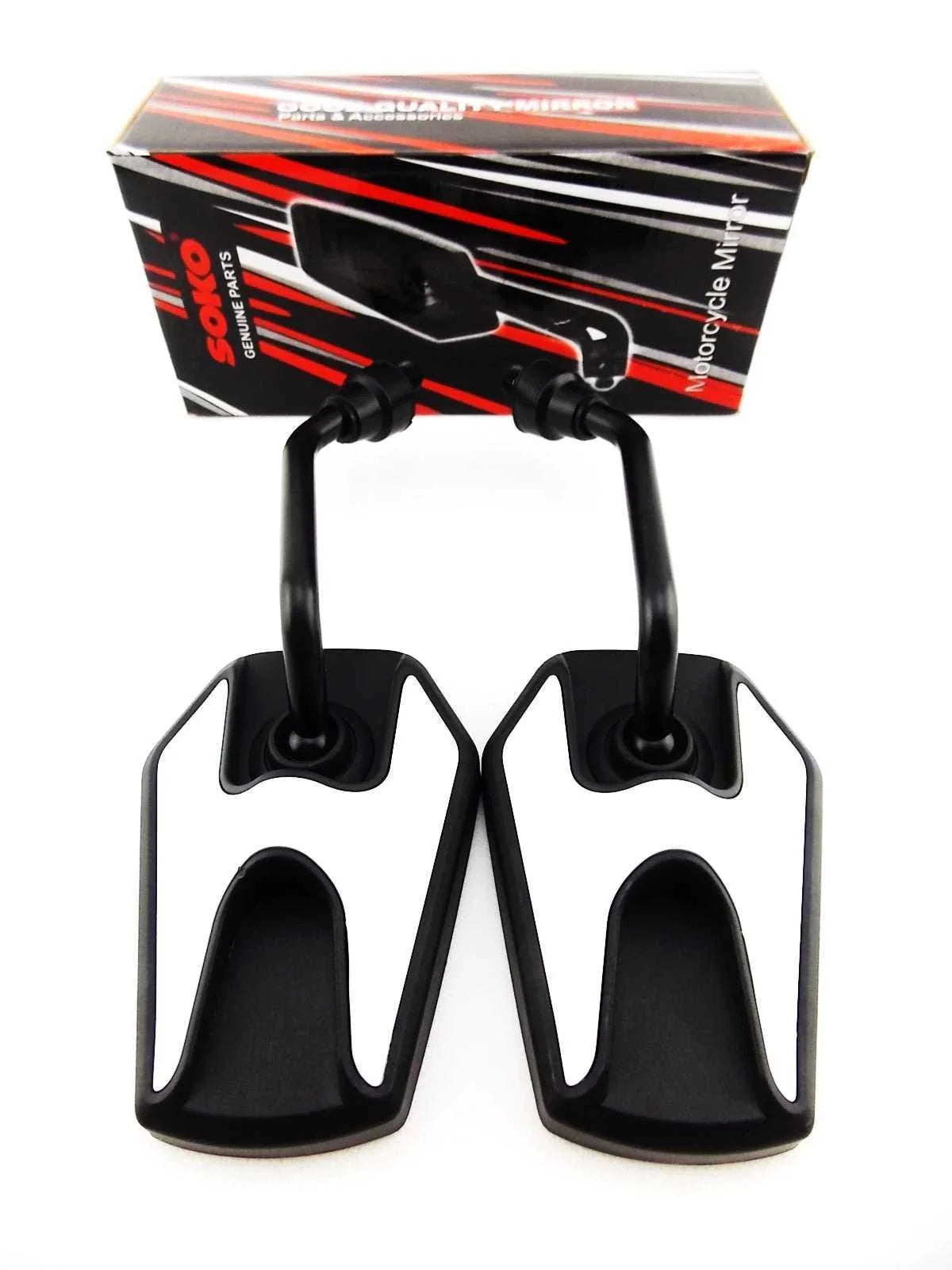 Black White Hex Soko Mirrors for Honda NV750 (1982-1985)