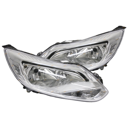 Set of 2 Chrome Non-Xenon Headlights for Ford Focus (2011–On)