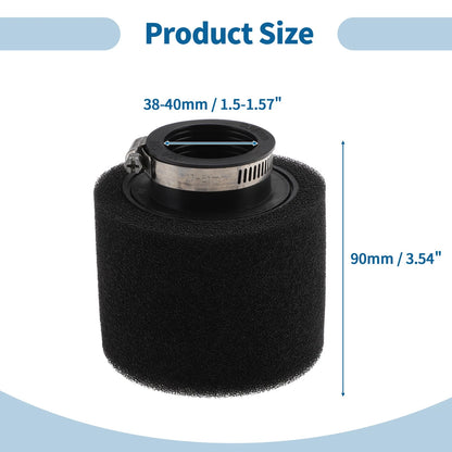 Set of 1 Motorcycle Air Filter Universal 38-40 mm Rubber Foam Black