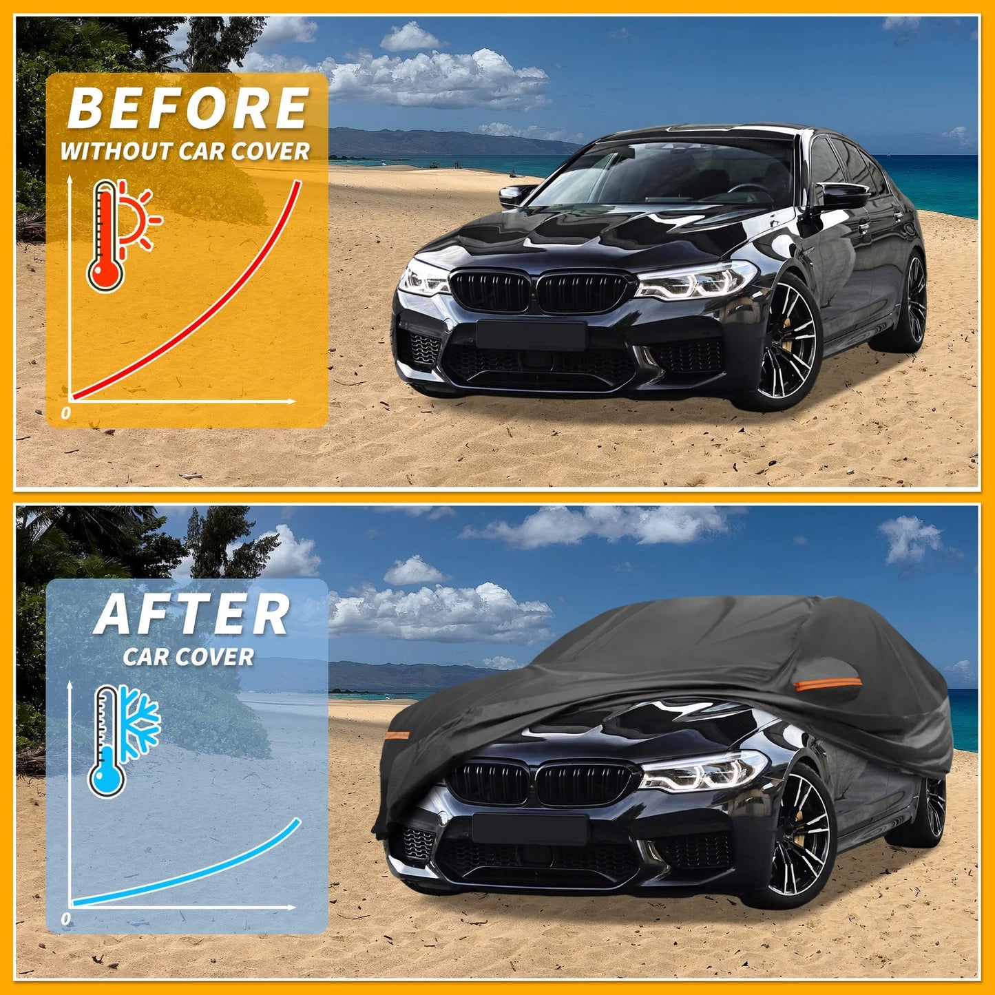 Waterproof Car Cover for BMW 2 Series Sedan (2014–2021) Black Aluminum Film