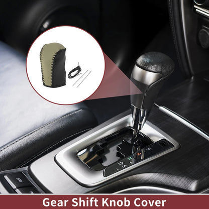 1 Pc Gear Shift Knob Cover for Nissan Murano (2009–2013) Black Beige Faux Leather