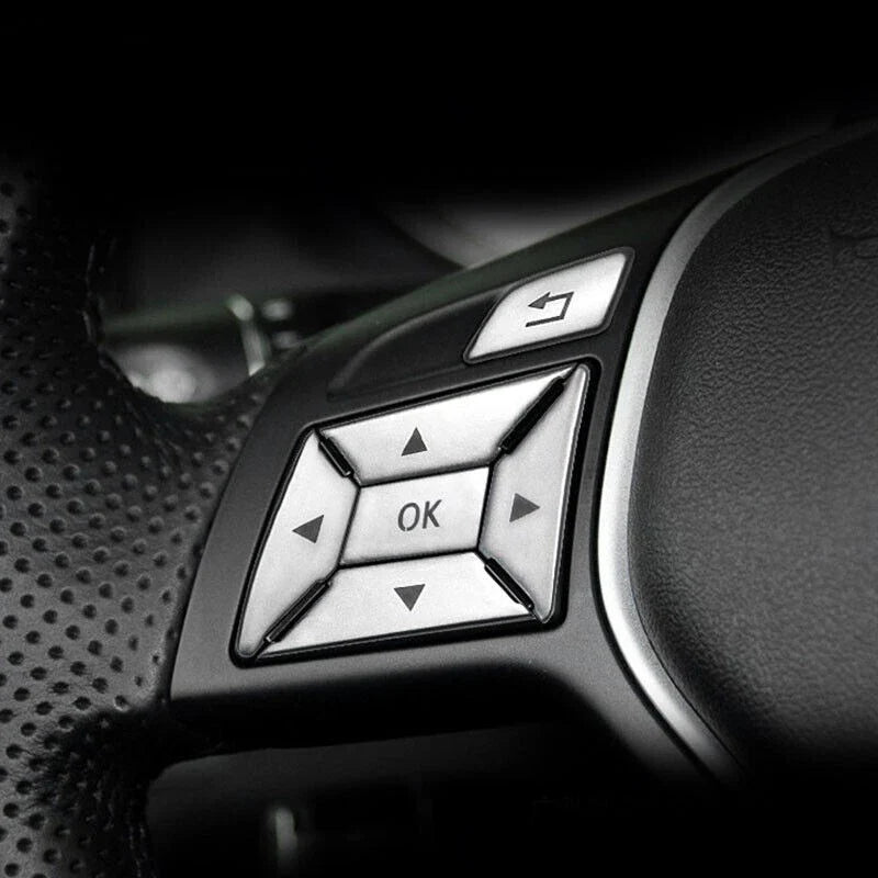 Chrome Steering Wheel Button Cover Trim for Mercedes E-Class W204 (2012–2016)