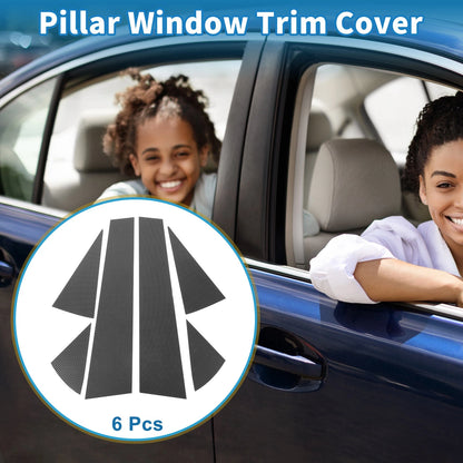 Set of 6 Door Pillar Window Trim for VW Polo MK5 (2011–2018) Carbon Fiber