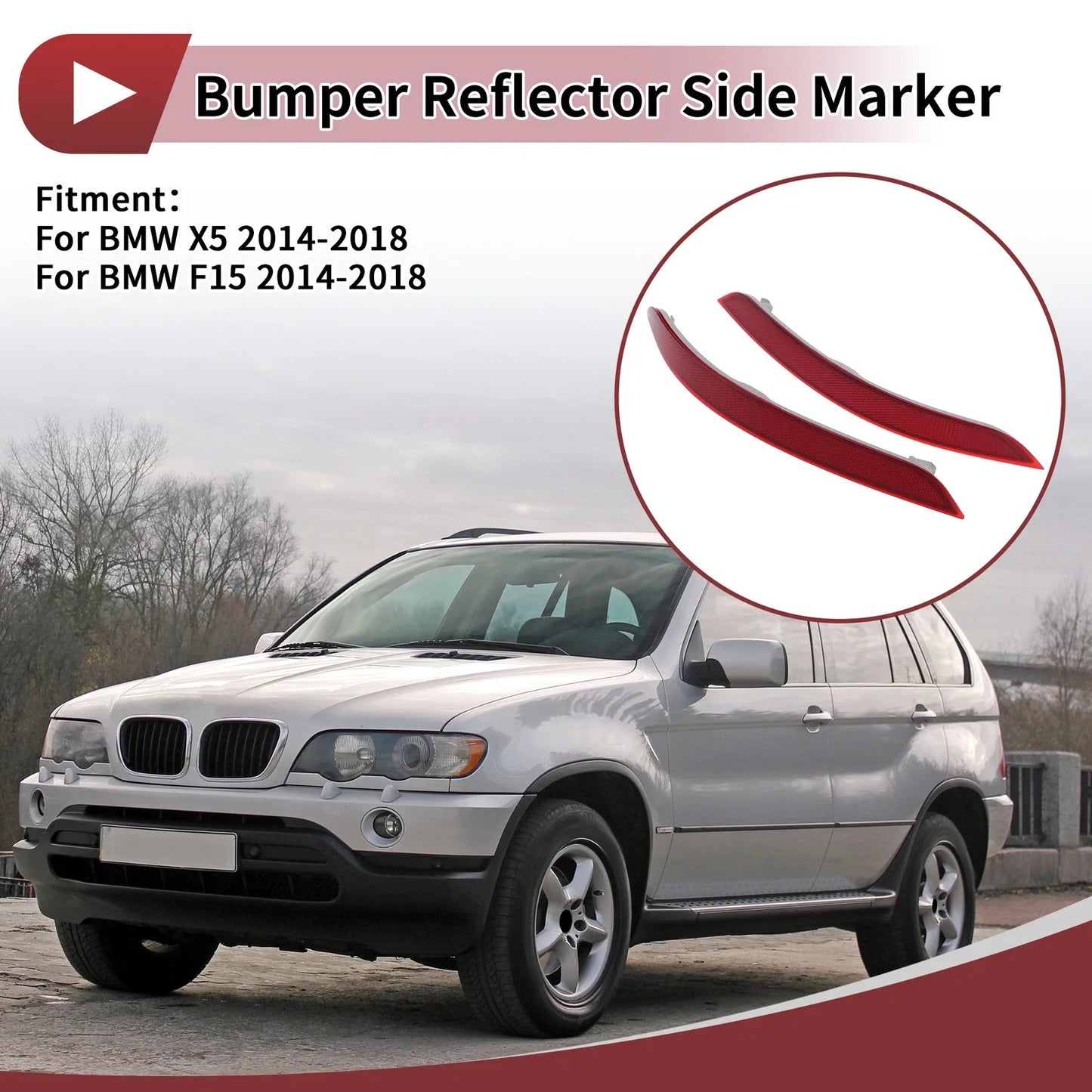 1 x Pair Rear Left Rear Right Bumper Reflectors for BMW X5