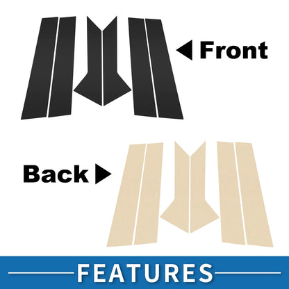 Set of 6 Door Pillar Window Trim for Ford Mondeo Fusion (2013–2020) Black