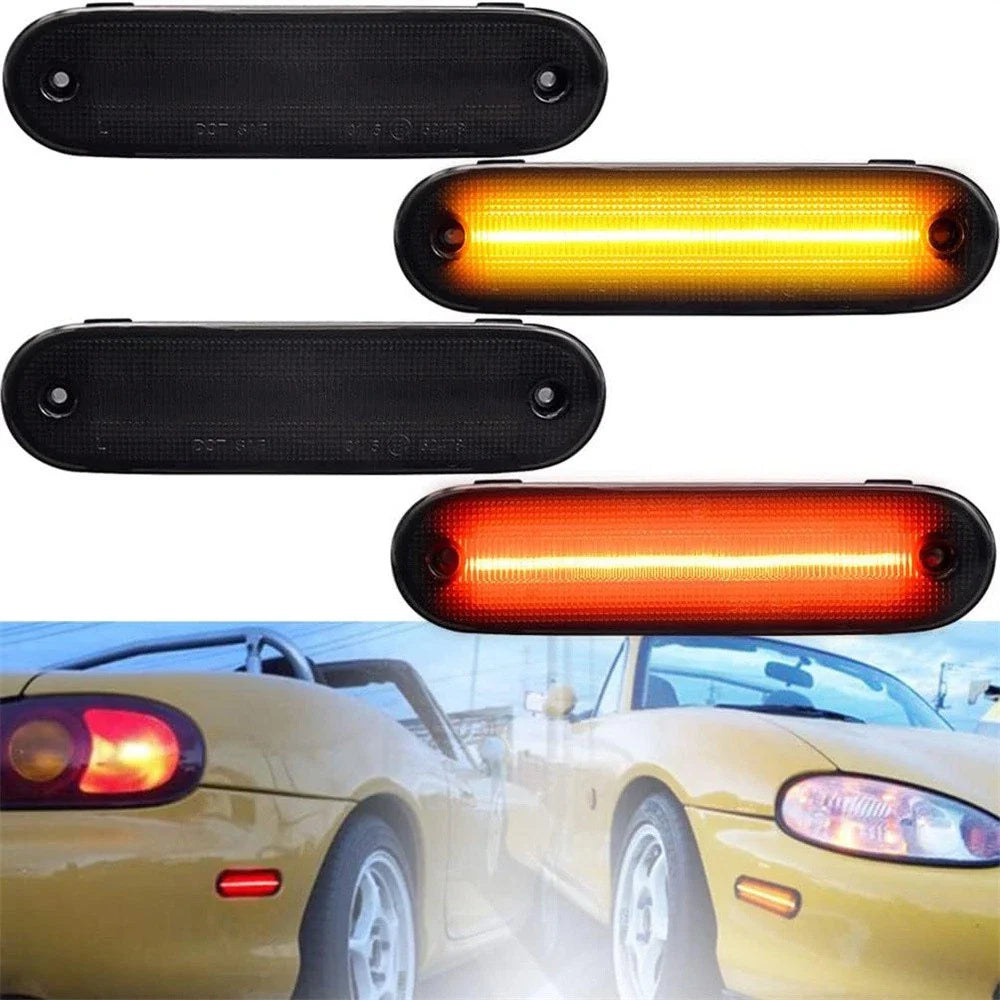 4 Pcs Smoked LED Side Marker Light Lens for Mazda Miata MX-5 (1990-2005)