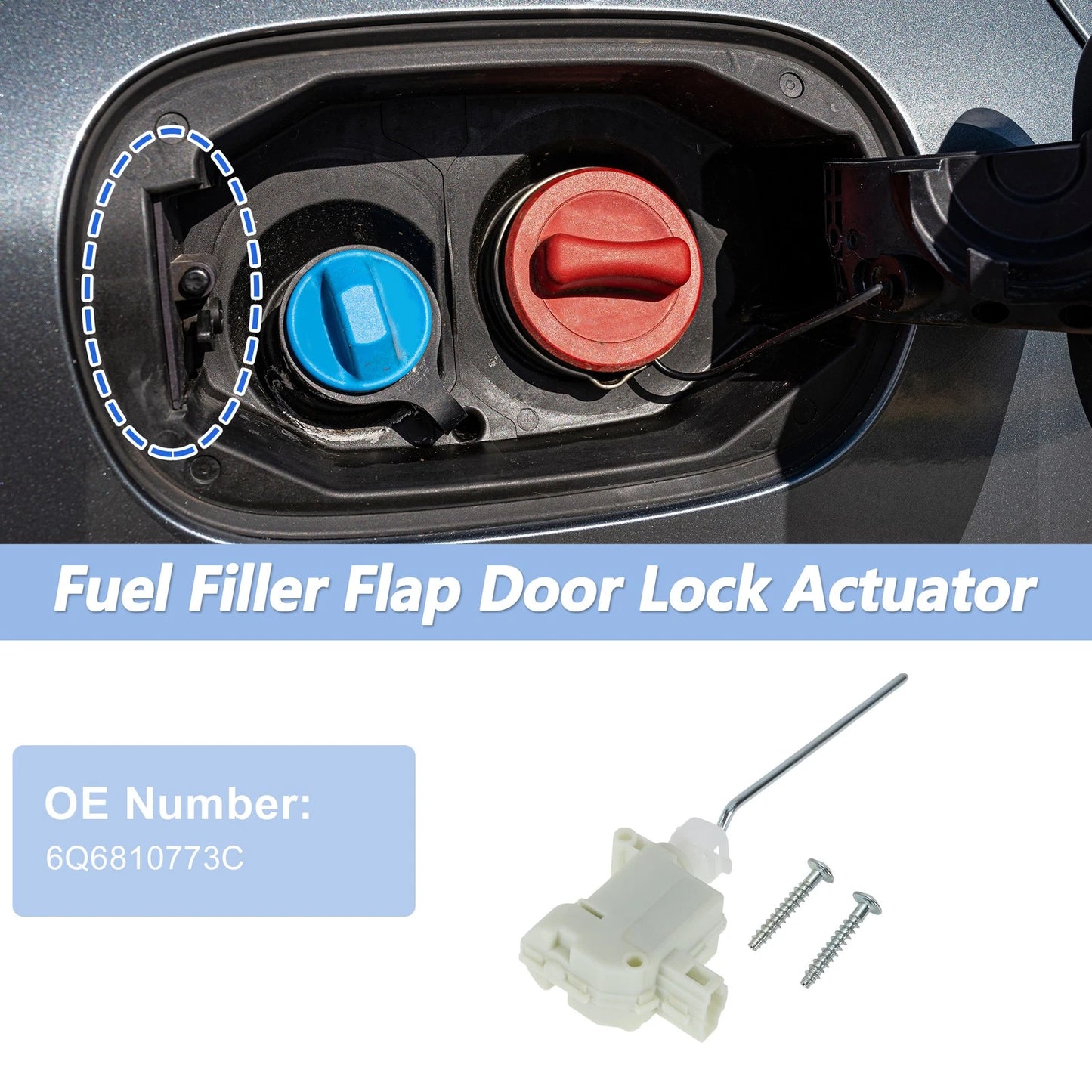 6Q6810773C Fuel Filler Flap Door Latch Lock Actuator for VW Polo (2002–2010)