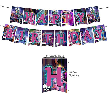 30pcs Monster High Party Supplies - Banner, Cake Toppers, Balloons