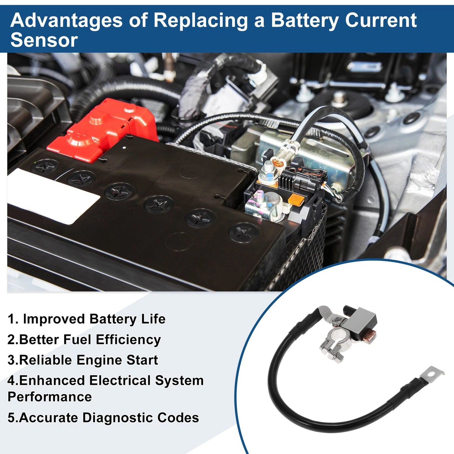Battery Current Sensor No.61126970685 for BMW 328i (2007–2013) 1 Pc