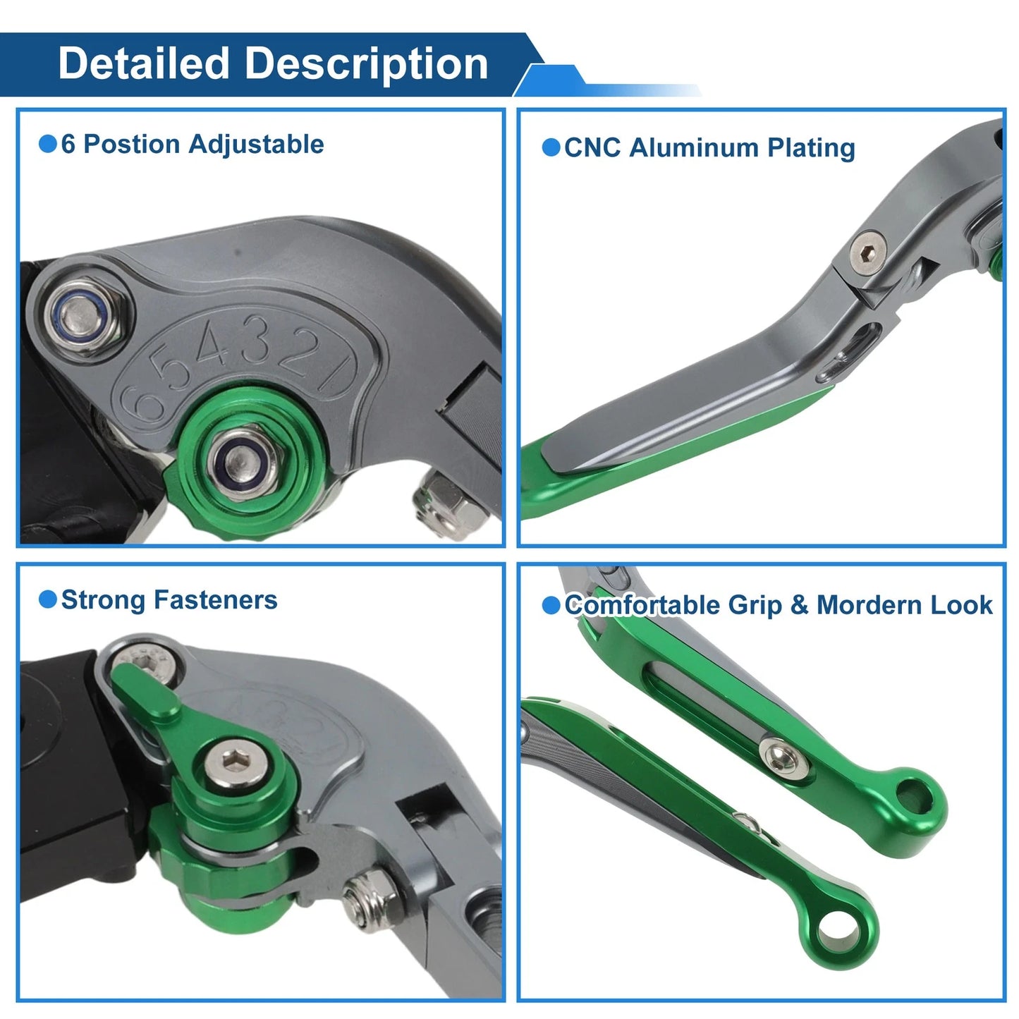Adjustable Brake Clutch Levers for Kawasaki Z650 (2017–2023) Titanium Green
