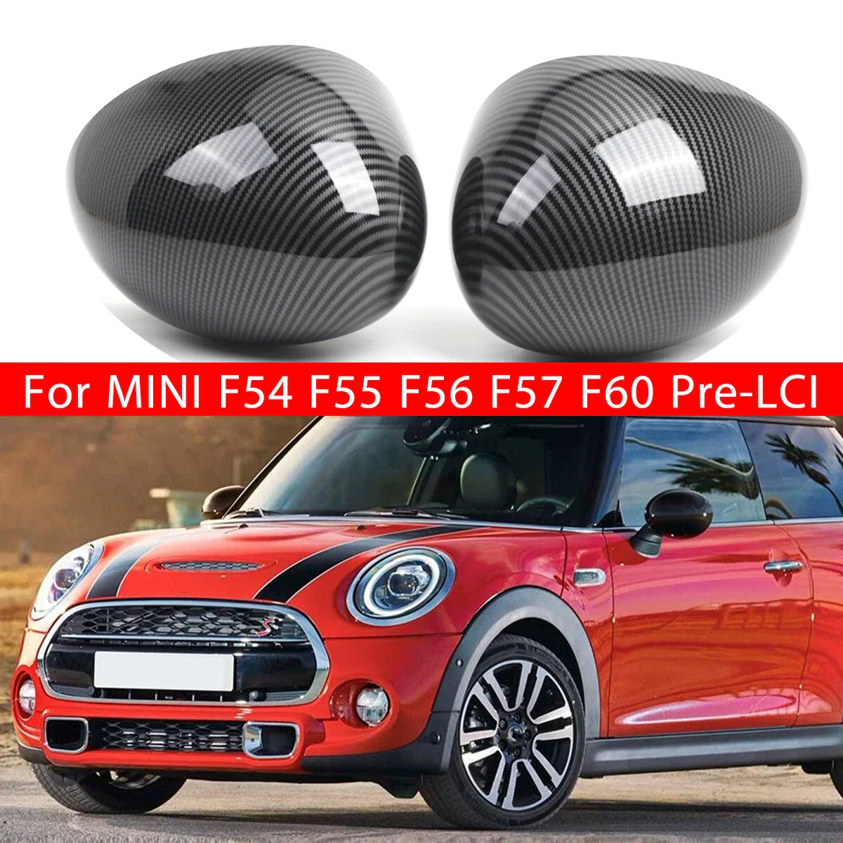 Carbon Fibre Mirror Cover Cap for BMW MINI Cooper F55/56/F57/F60 (2014–2023)