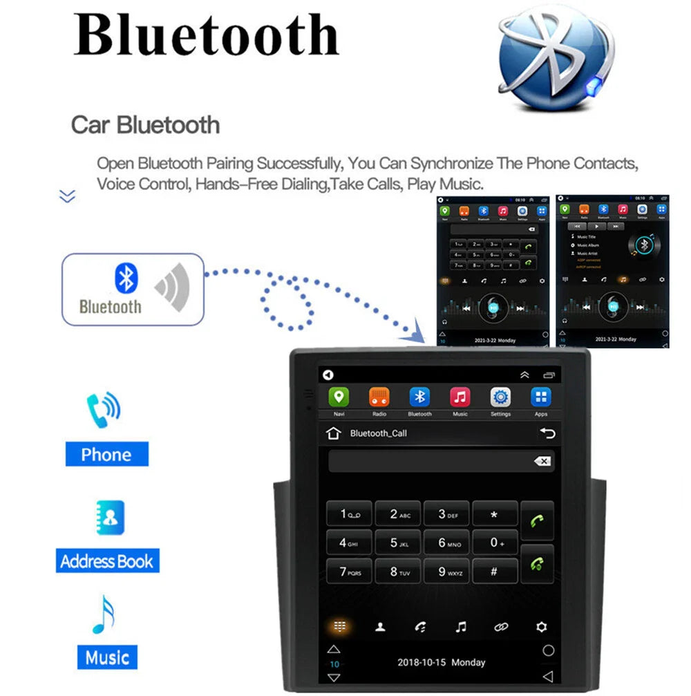 9.7'' Vertical Car Stereo Radio GPS WiFi OBD RDS for Fiat Doblo (2015-2019)
