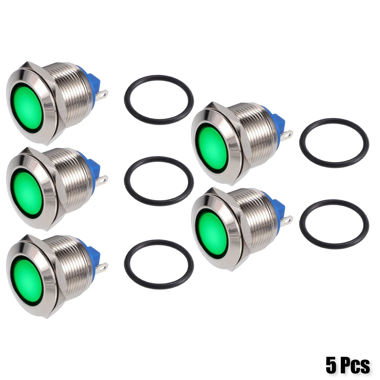 5 Pcs 19mm LED Waterproof Pilot Indicator Signal Light for Universal