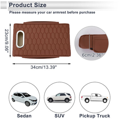 Center Console Cover for Car (13.39"x9.06"x2.36", Light Brown)
