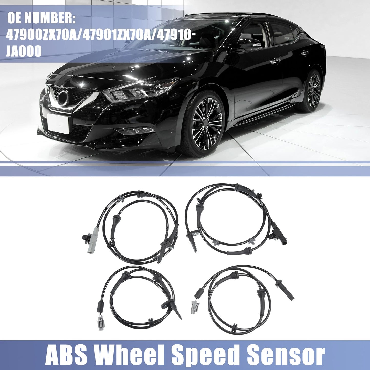 Set of 4 ABS Wheel Speed Sensors No. 47900ZX70A for Nissan