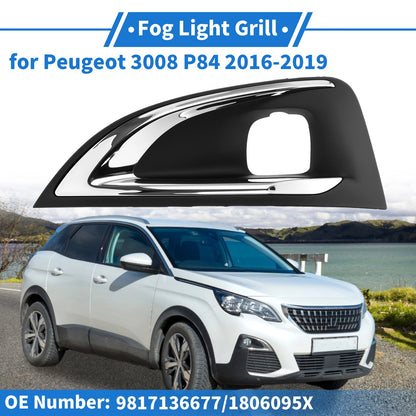 Front Left Fog Light Grille No. 9817136677 for Peugeot 3008 P84 (2016–2019) Black